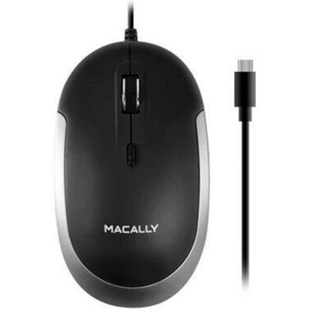 SECURITYMAN Macally USB-C Wired Optical Quiet Click Mouse for Mac & PC, Space Gray & Black UCDYNAMOUSESG